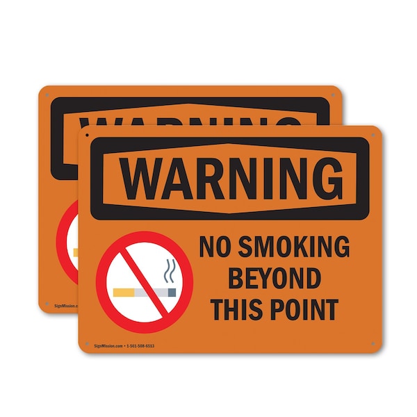 Signmission No Smoking Beyond This Point OSHA Warning Sign, Plastic, 10in W x 7in L, 2PK OS-2PACK-WS-P-710-L-12710 - main